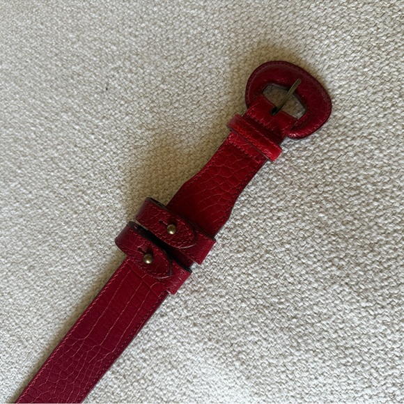 Mulberry Vintage Embossed Red Leather Belt - Picture 5 of 7